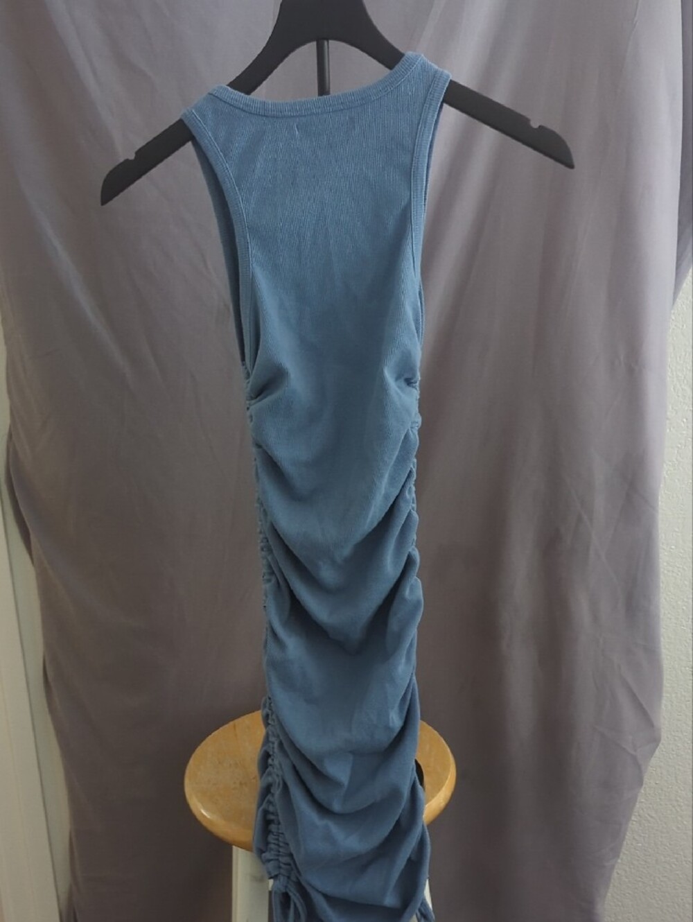 Blue Ruched Tank Dress - Picture 3 of 3